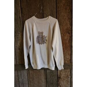 VINTAGE Cross stitch Teddy Bear Sweater Crewnwck Women's Xlarge USA‎ Made
